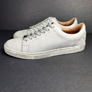 Frye Ivy Low Gray Leather Sneakers Casual Lace Up Camo Sole Women's Shoe Size 7M